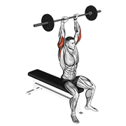 Barbell seated overhead triceps extension animation