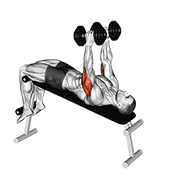 Dumbbell decline triceps extension animation