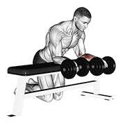 Dumbbell over bench revers wrist curl animation