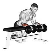 Dumbbell over bench wrist curl animation