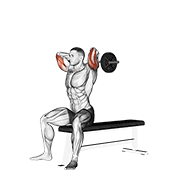 Ez barbell seated triceps extension animation