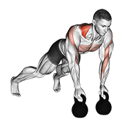 Kettlebell alternating renegade row animation
