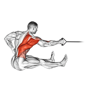 Band one arm twisting seated row animation