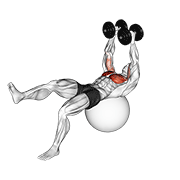 Dumbbell one leg fly on exercise ball animation