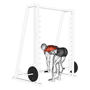 Smith reverse grip bent over row animation