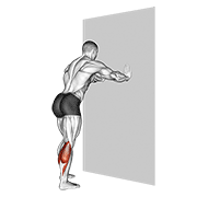 Calf stretch with hands against wall animation