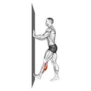 Calf push stretch with hands against wall animation