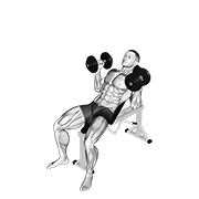 Dumbbell palms in incline bench press animation