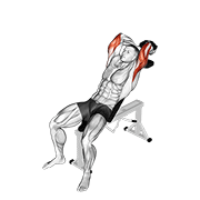 Dumbbell incline two arm extension animation