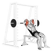 Smith machine incline tricep extension animation