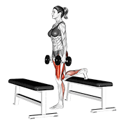 Dumbbell step-up lunge animation