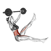 Barbell sitted alternate leg raise (female) animation