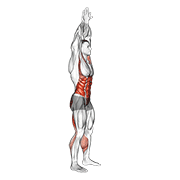 Hands reversed clasped circular toe touch (male) animation