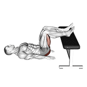 Glute bridge two legs on bench (male) animation